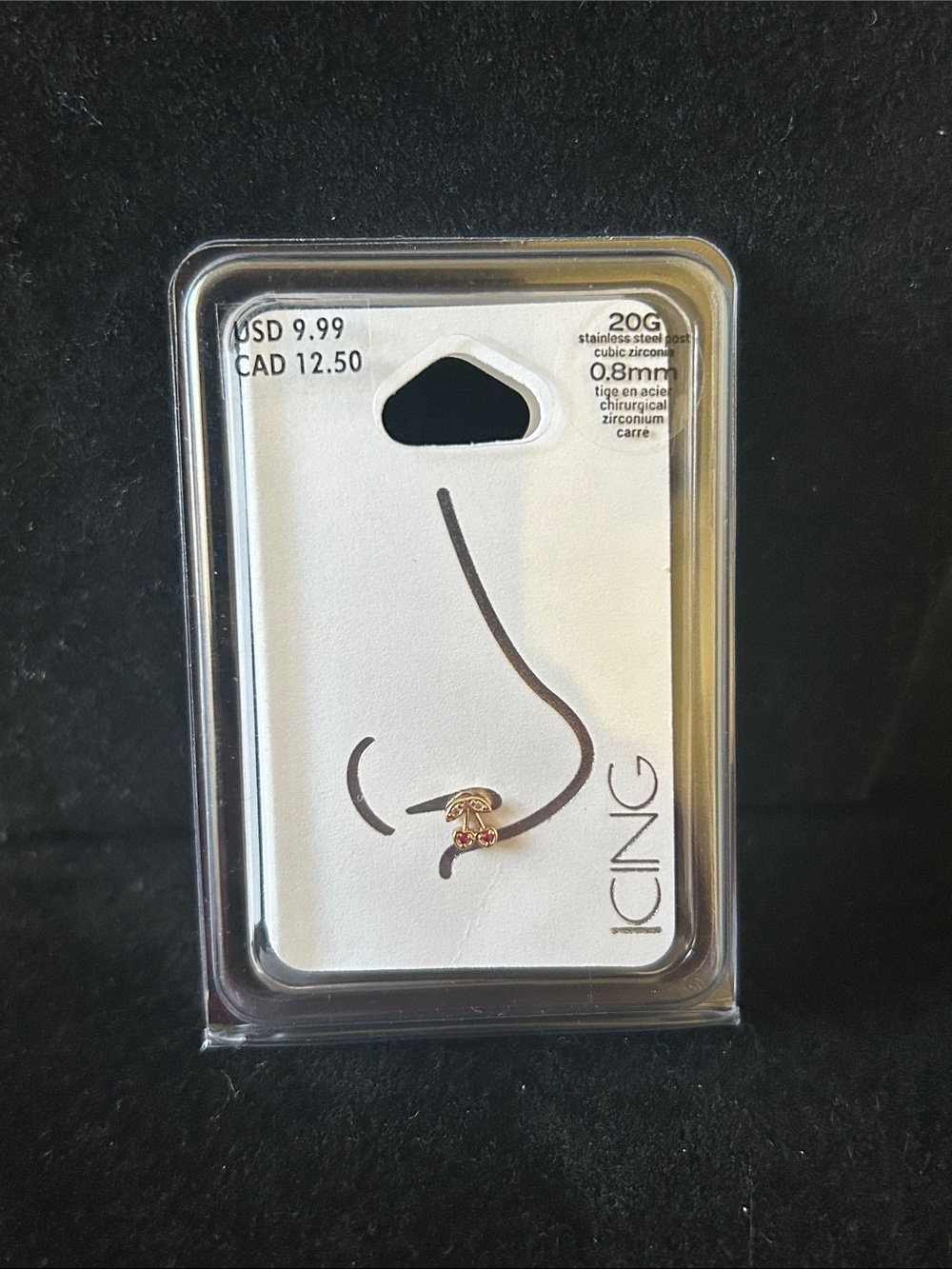 Icing Gold Nose Stud with Pink Gem Accent
